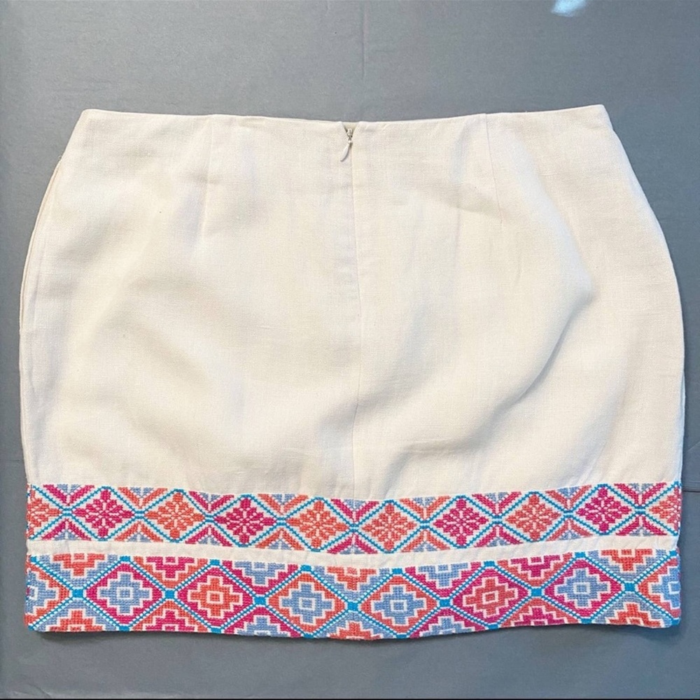 Tory Burch Ivory Embroidered Ruby Linen Faux Wrap Skirt - Picture 5 of 11